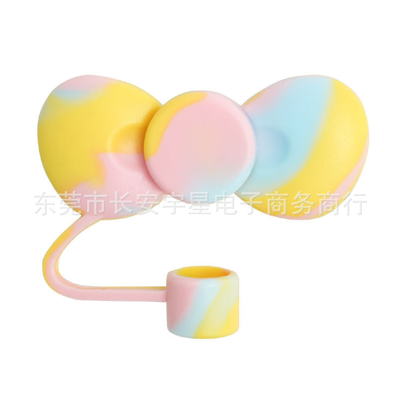 Wholesale cute bow straw plug dust cap 10mm straw lid straw accessories